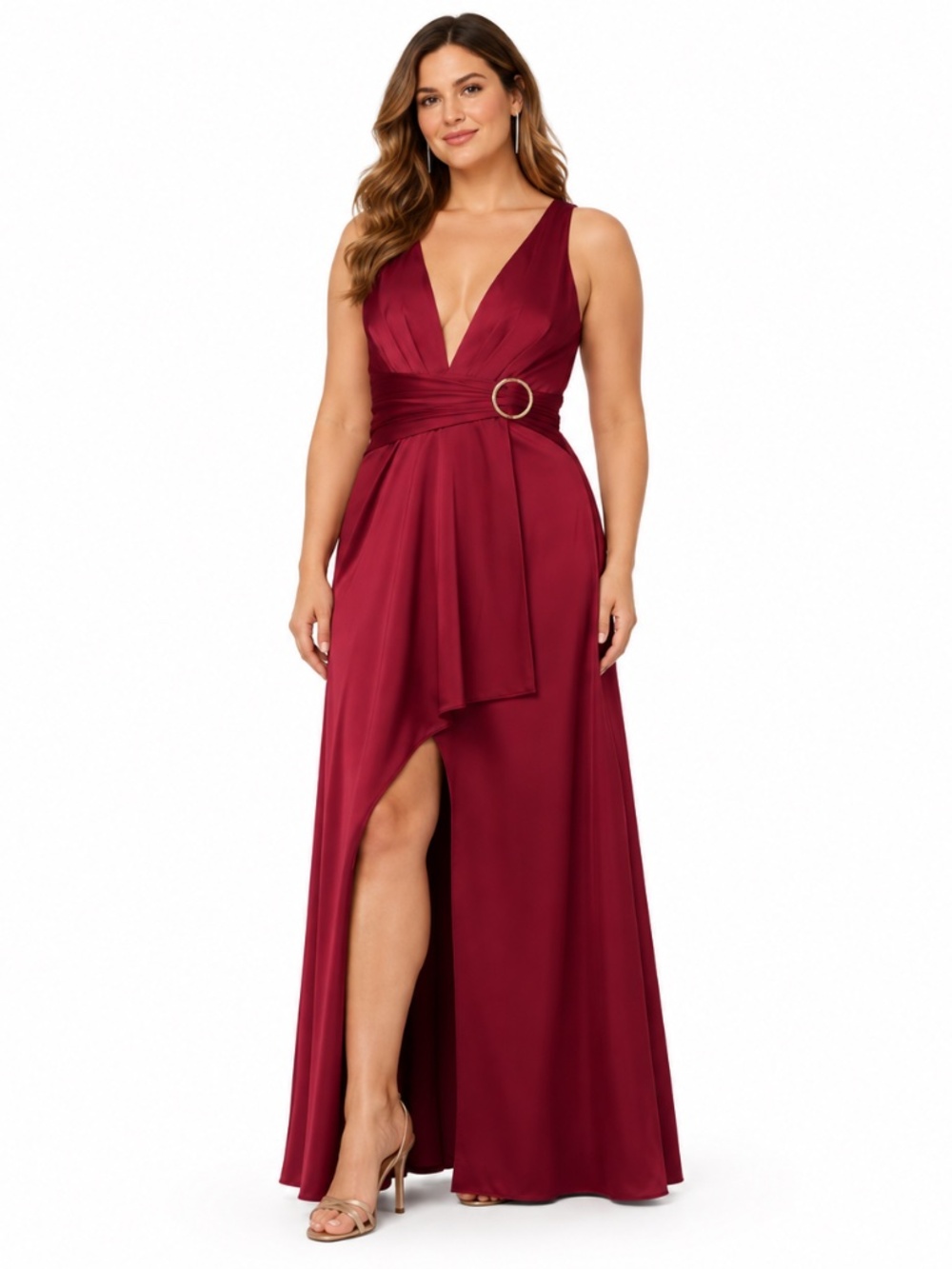 Adrianna Papell - Stretch Satin Long Dress